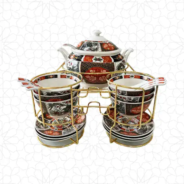 Soup Set White & Red without the Spoons - Image 3