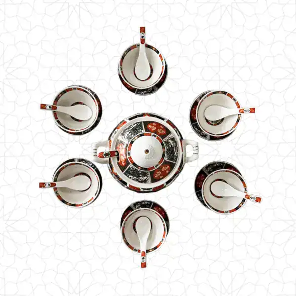 Soup Set White & Red without the Spoons - Image 2