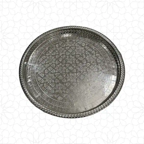 Elegant Moroccan Silver Tea Tray - 40cm Size