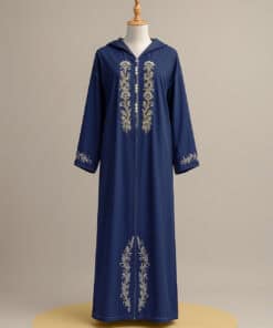 Moroccan Jlaba Tunic in Navy - Traditional Styling and Comfort