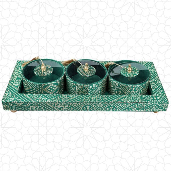 Royal Green Nuts Display Set for Stylish Presentations
